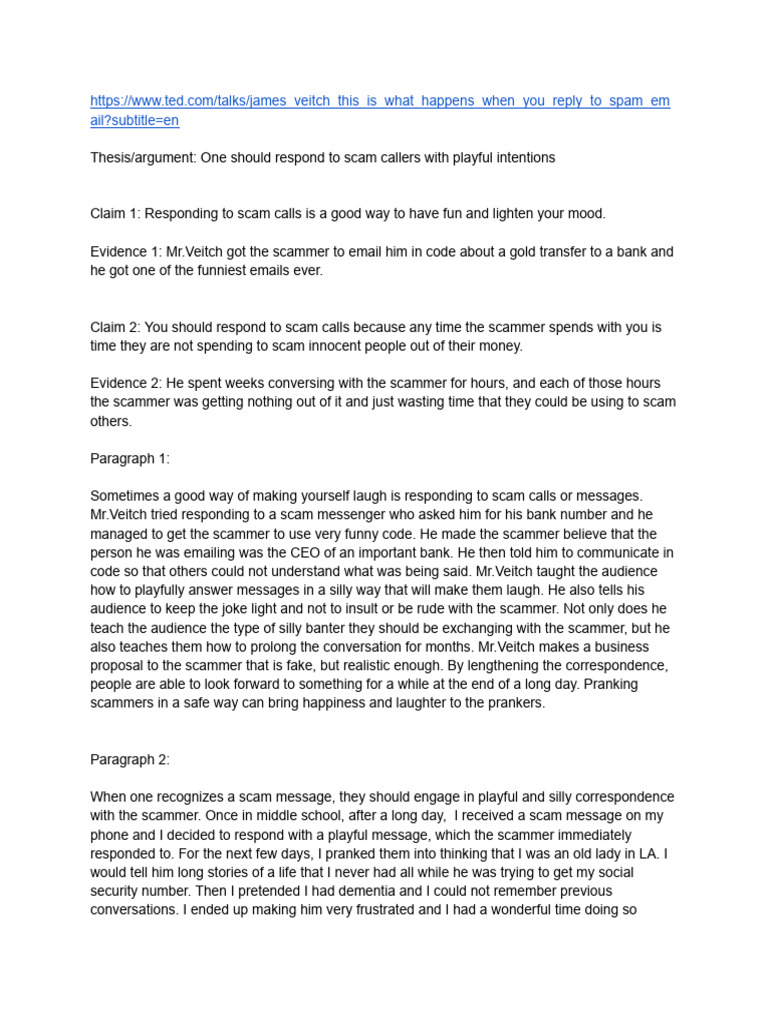 English Ted Talk Extra Credit | PDF | Social Science