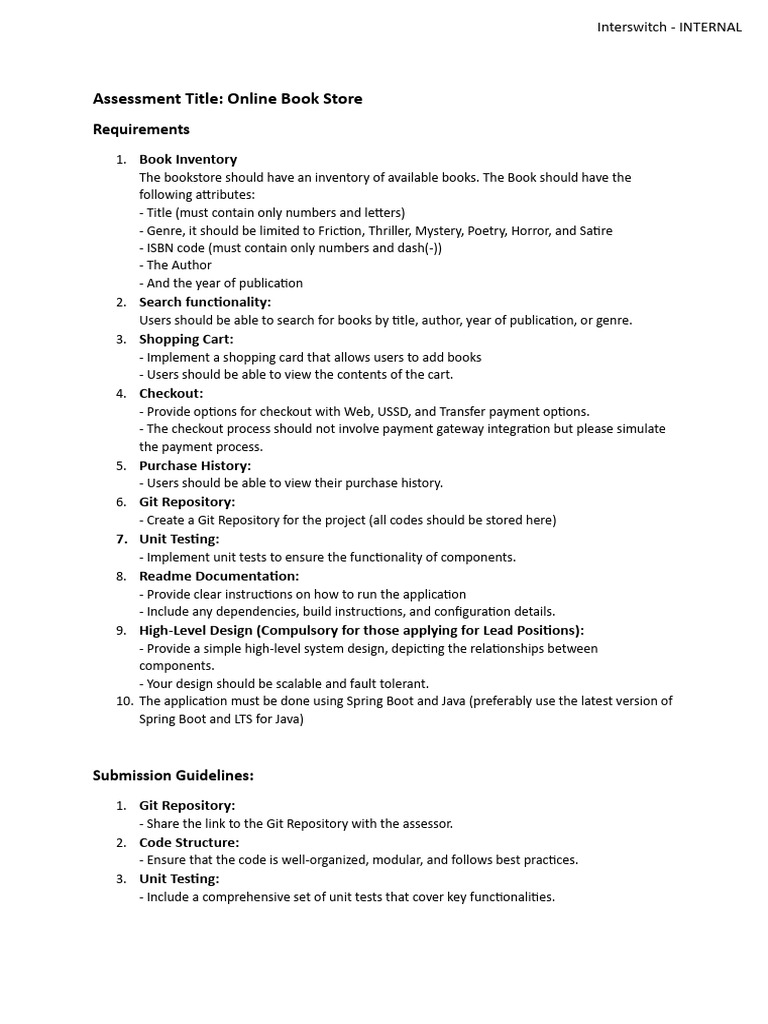 Online Bookstore Requirements Guide Pdf Unit Testing Point Of Sale