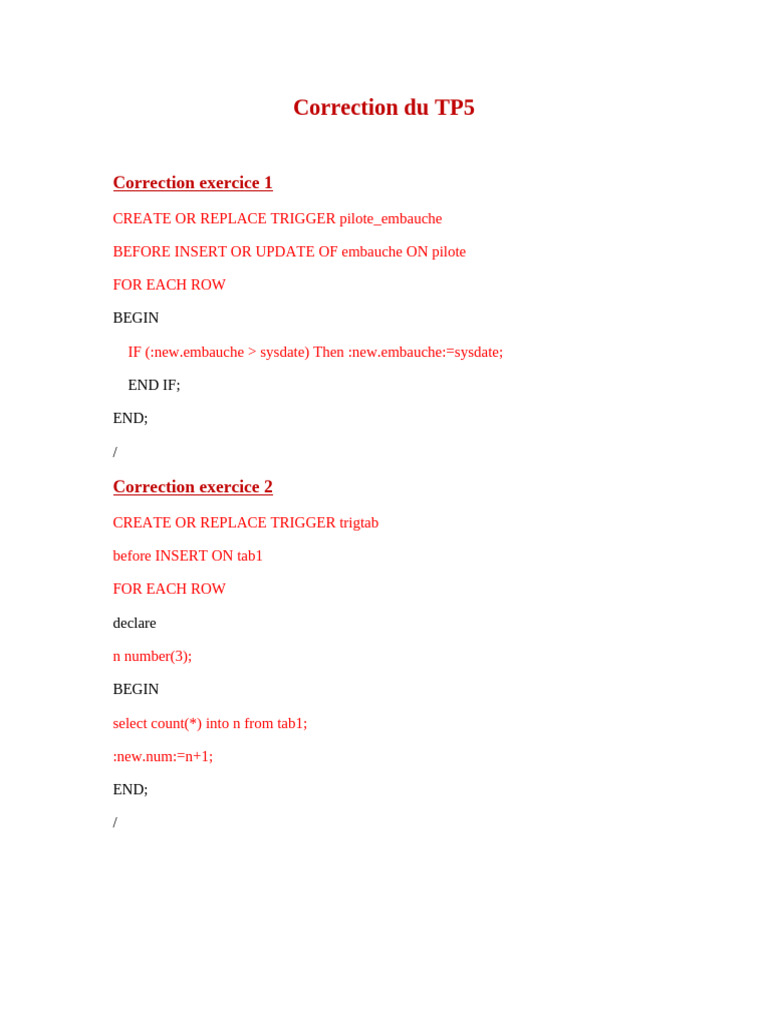 Correction TP5 SGBD | PDF
