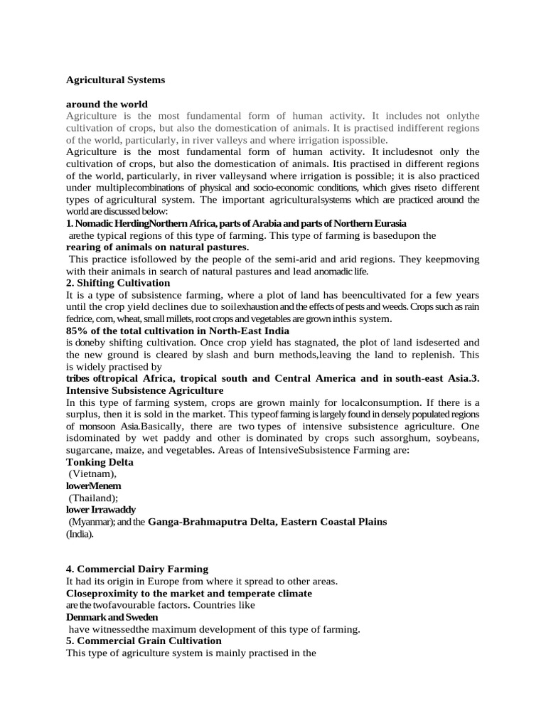 Agricultural Systems | PDF | Agriculture | Crops