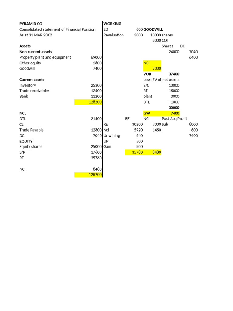 Pyramid Co Financial Position Summary | PDF