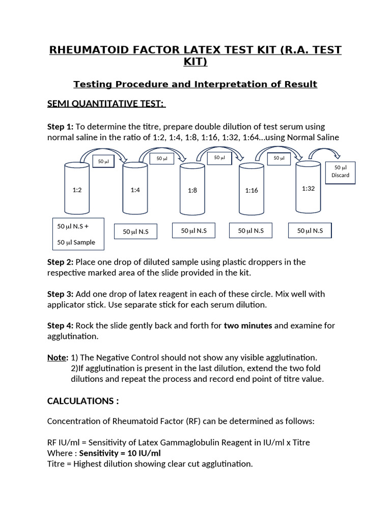Testing Procedure RA Factor Semiquantitative Test | PDF | Cooking, Food ...