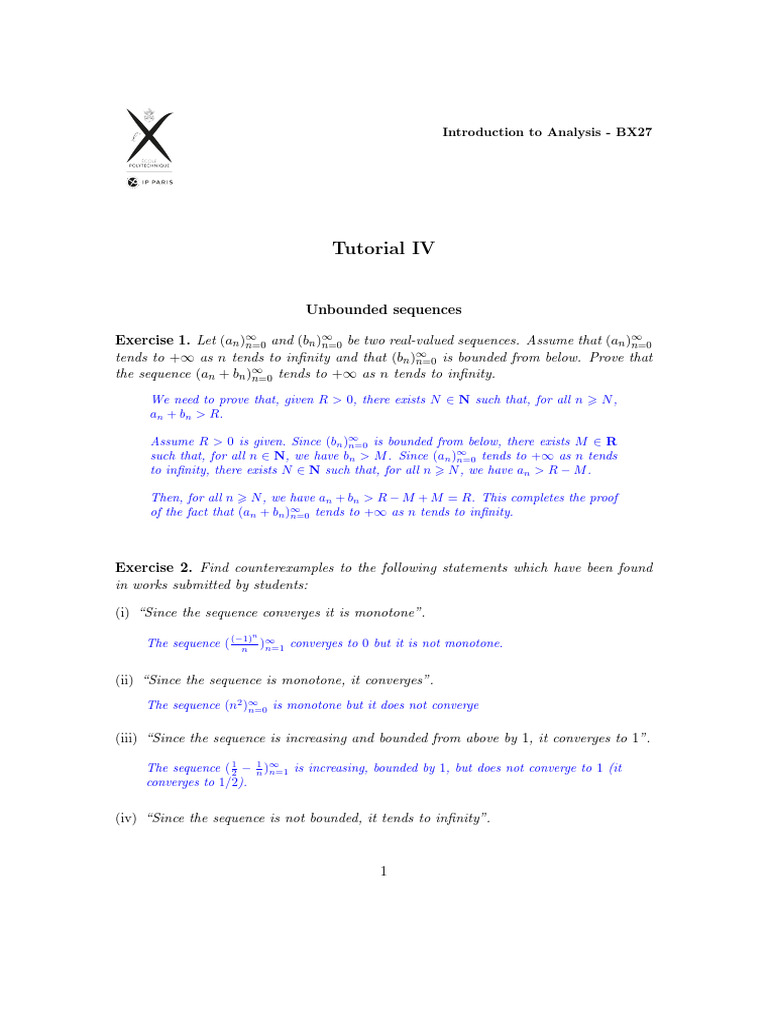 Convergence and Bounded Sequences Analysis | PDF | Sequence | Infinity
