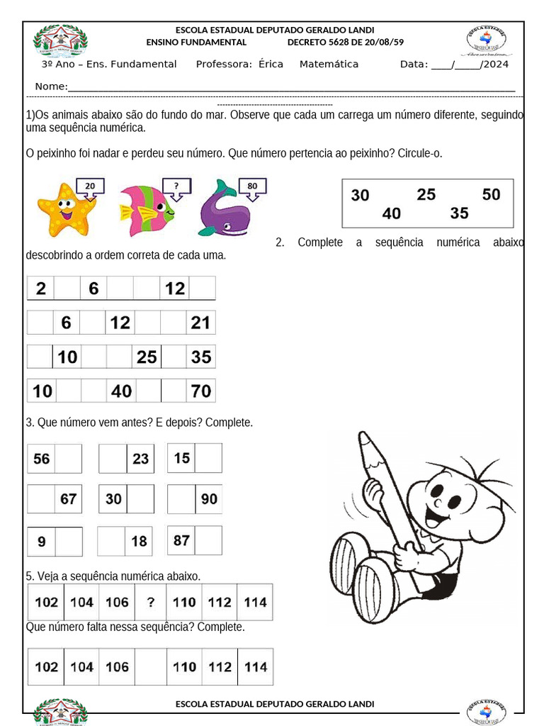 Apostila Matemática 3º Ano 2024 | PDF