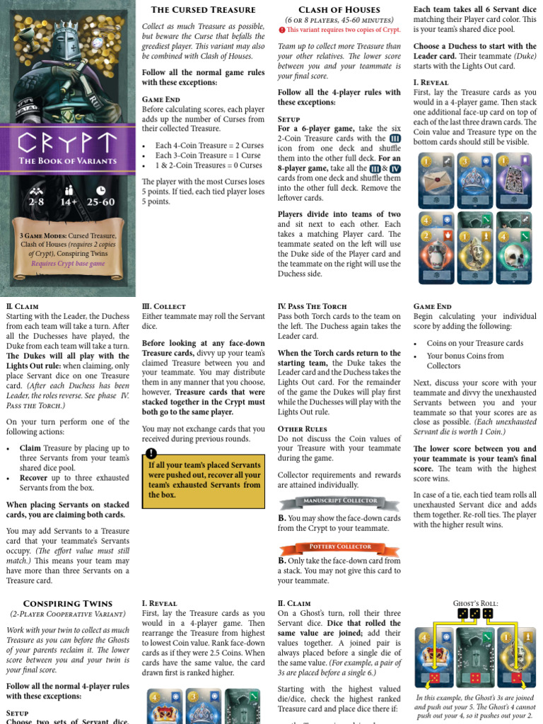Crypt Game Variants Overview | PDF | Tabletop Games | Sports