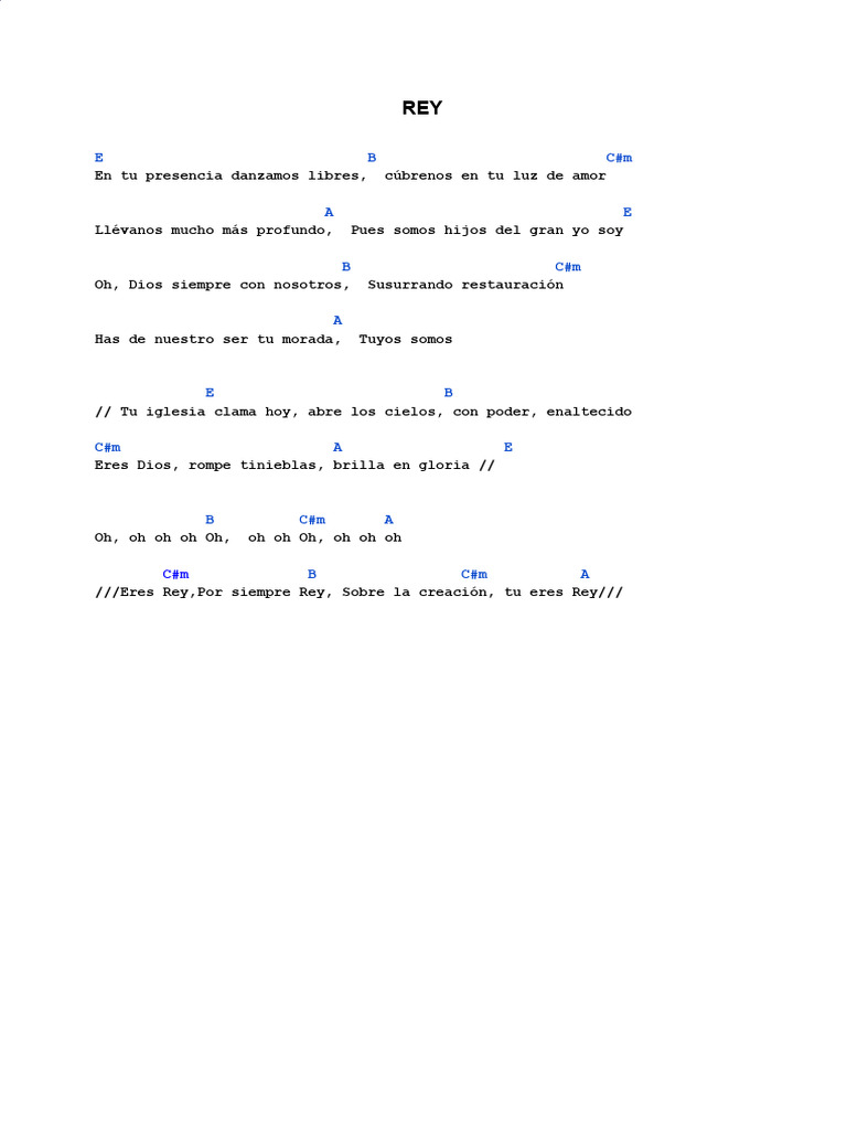 Canción de Alabanza: Eres Rey | PDF