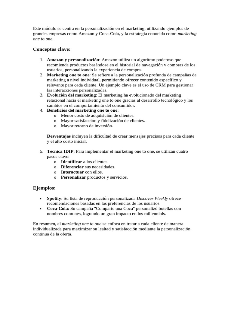 Lectura 4 resumen mk one to one pdf