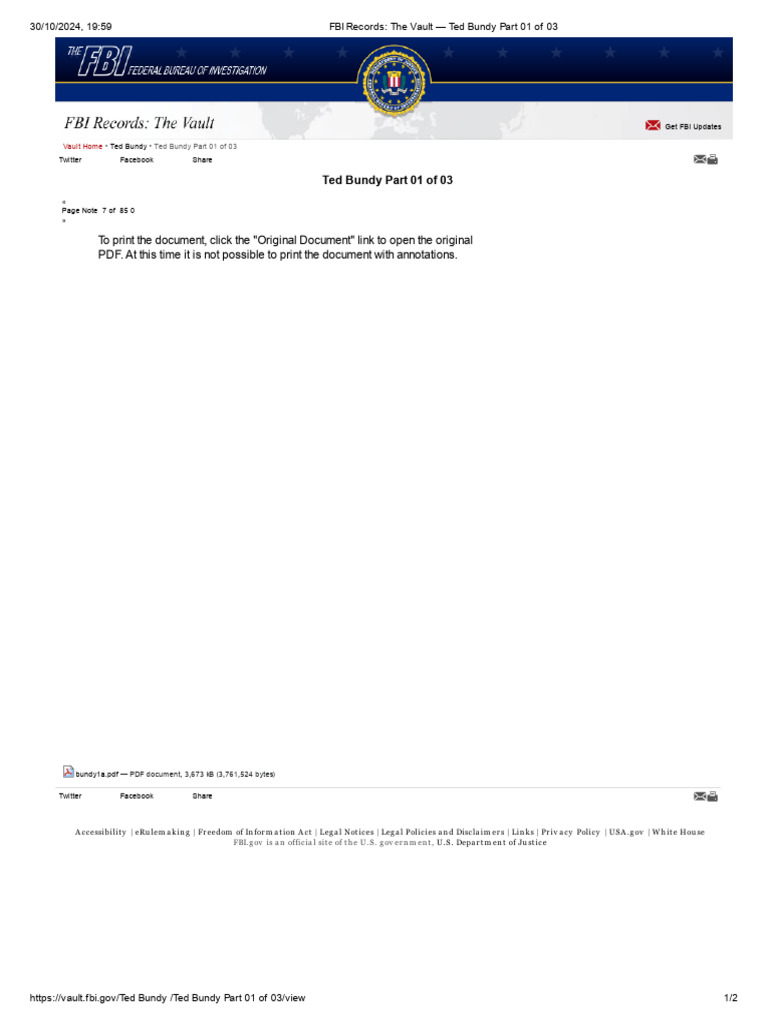 FBI Records - The Vault - Ted Bundy Part 01 of 03 | PDF | Social Science