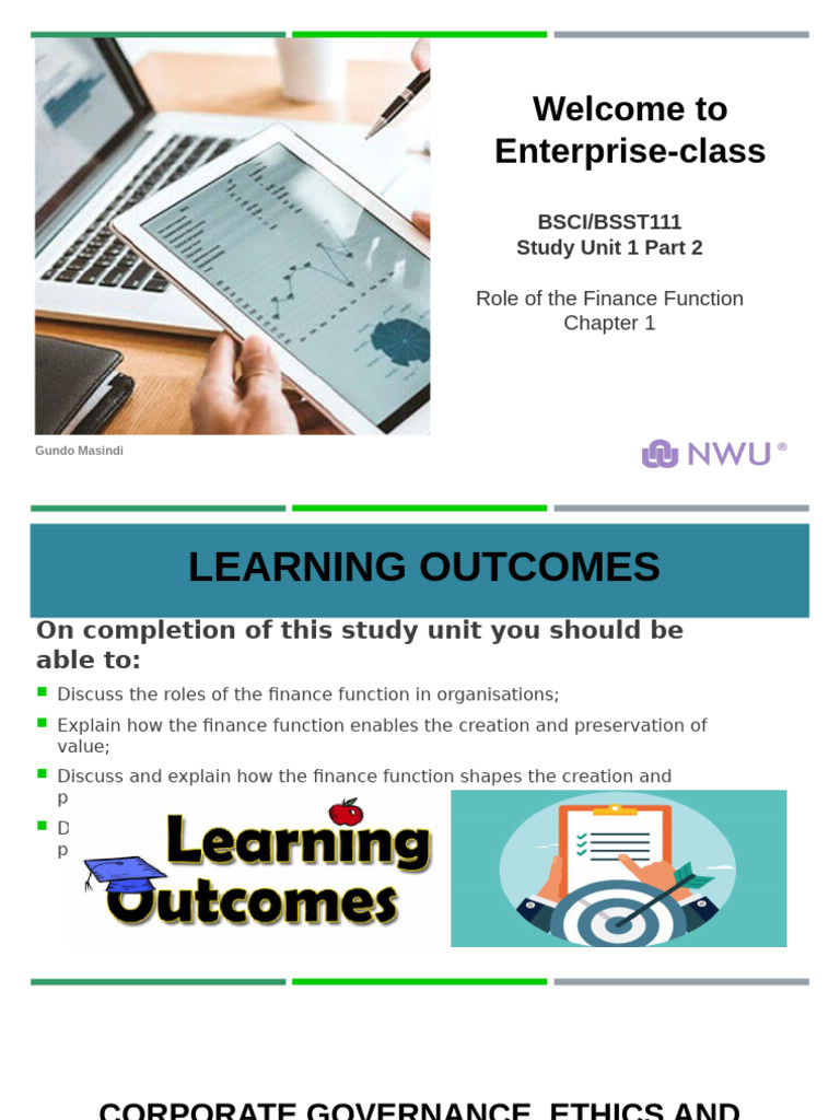 SU+1+The+Role+of+the+finance+function+Part+2 Efundi | PDF | Corporate ...