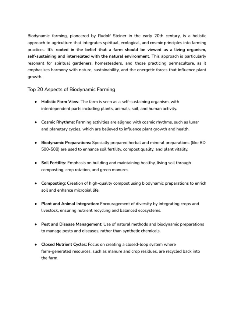 Key Principles of Biodynamic Farming | PDF | Agriculture | Natural ...