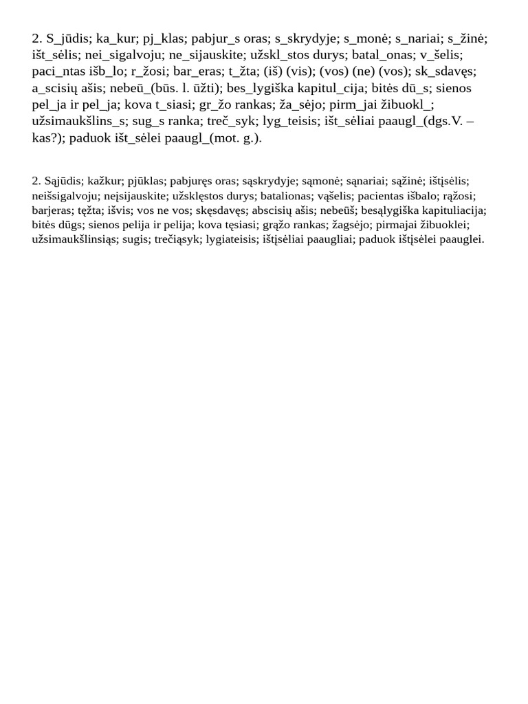 1a - 2 Zodziu Rinkinys Rasybos Igudziams | PDF