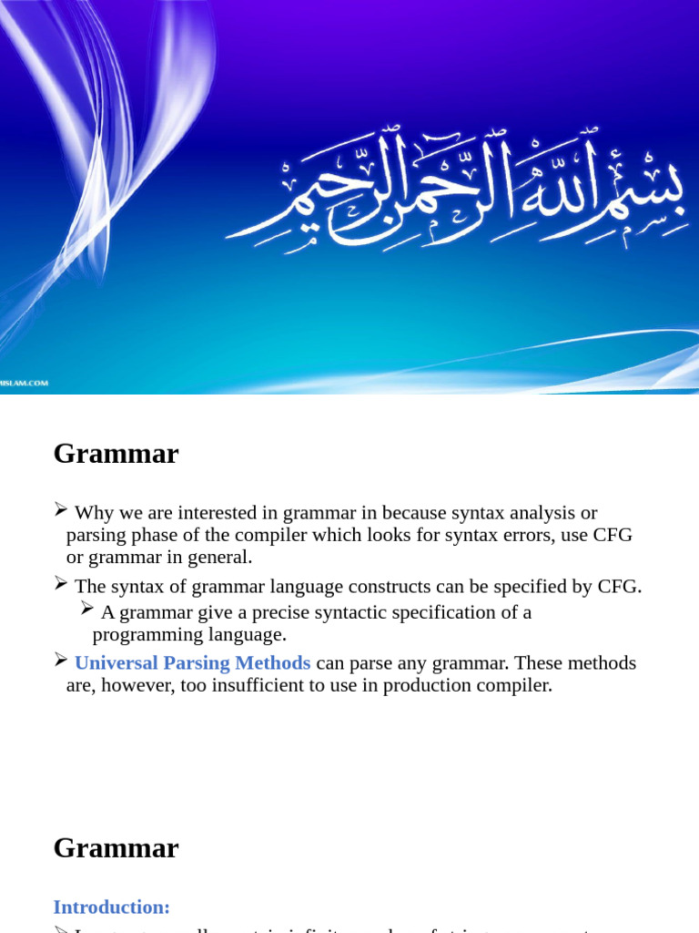 Lec 01. Grammar, Derivations, Parse Tree | PDF | Computer Programming ...