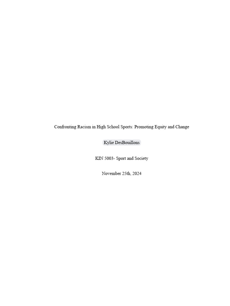 KIN 5003 - Final Paper | PDF | Discrimination & Race Relations | Racism