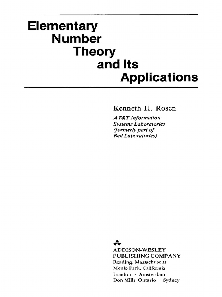 Kenneth H. Rosen - Elementary Number Theory and Its Applications ...