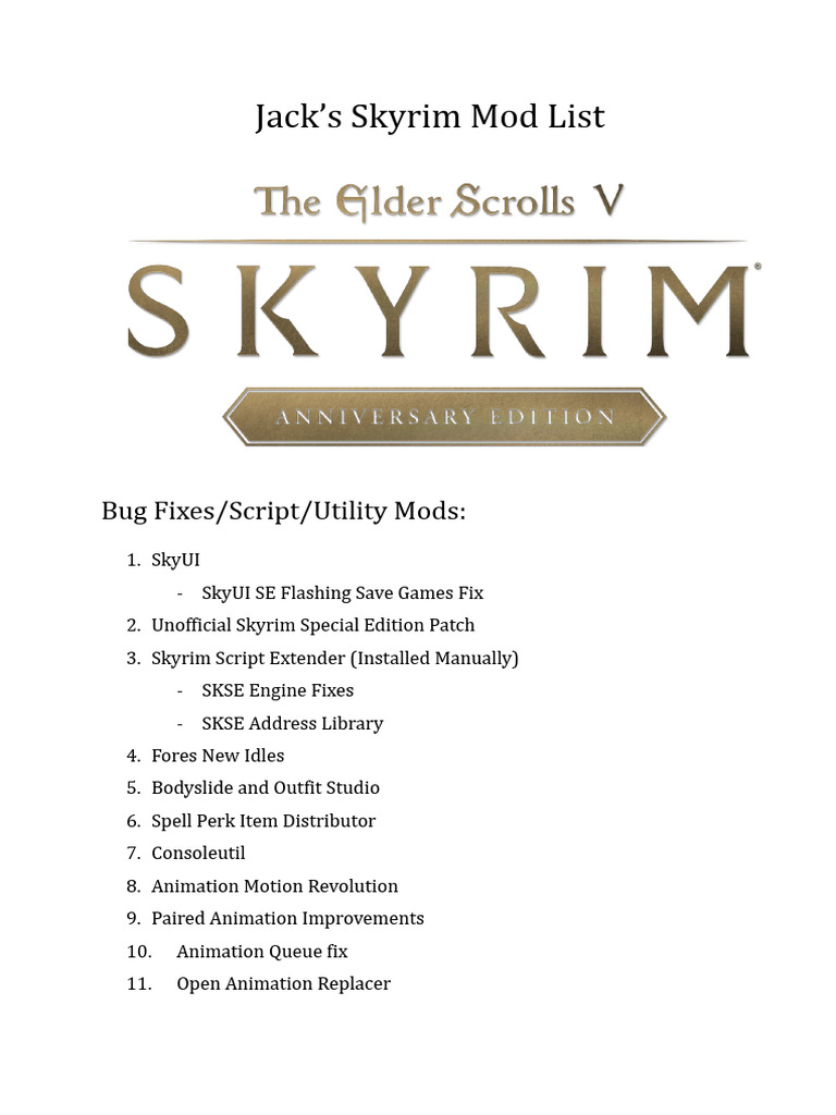 Jack's Skyrim Mod List | PDF