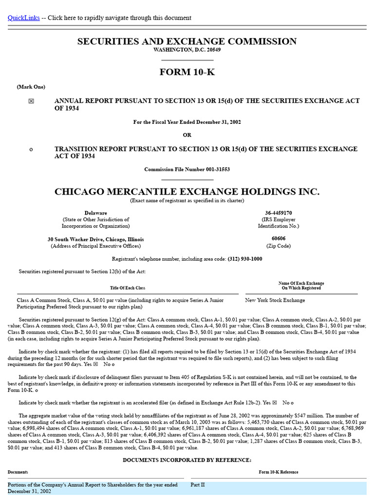 Securities and Exchange Commission FORM 10-K | PDF | Futures Contract ...
