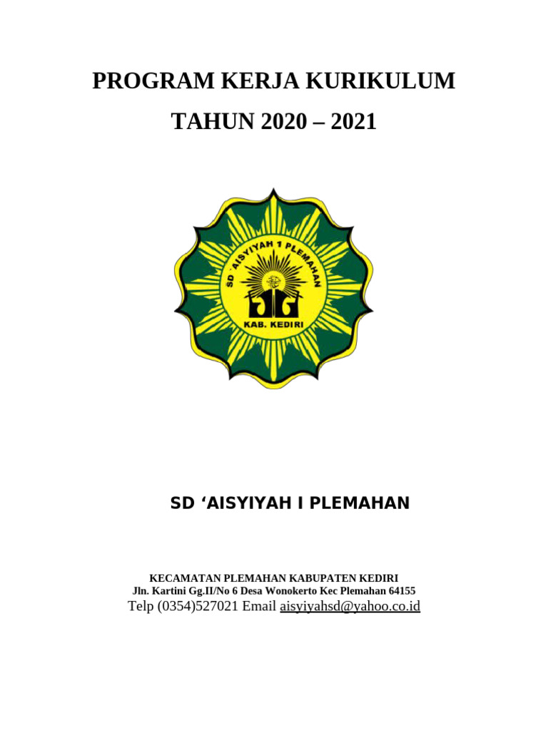 Program Kerja Kurikulum SD Aisyiyah 2020-2021 | PDF
