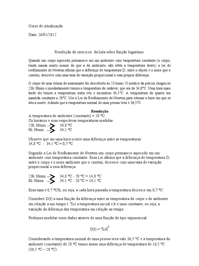 Lei de Resfriamento de Newton