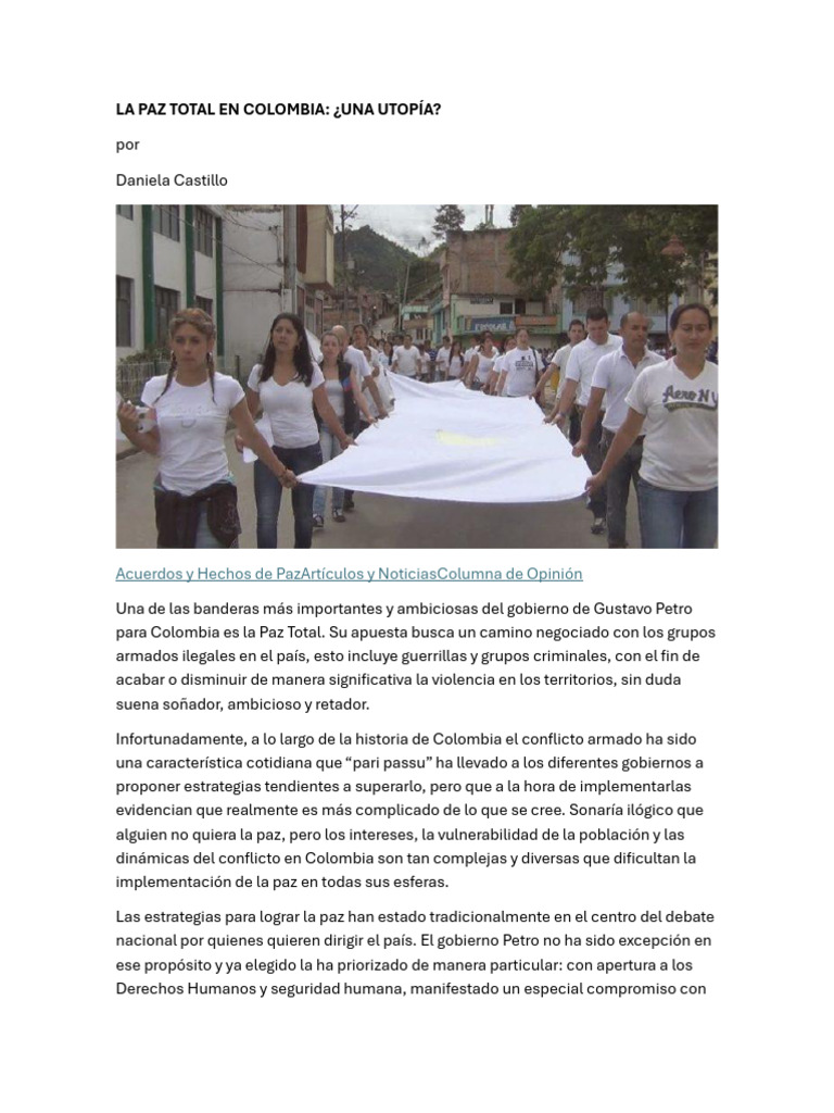 La Paz Total en Colombia | PDF | Colombia | Paz