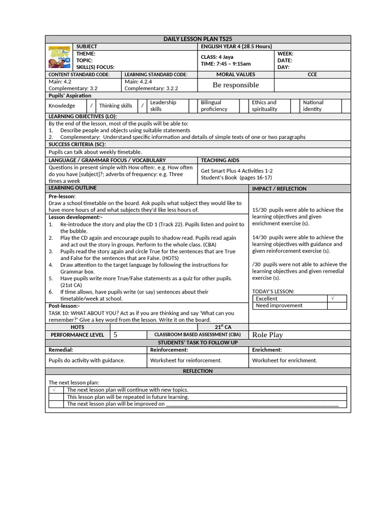 Year 4 & 3 English Lesson Plans | PDF | Lesson Plan | Learning