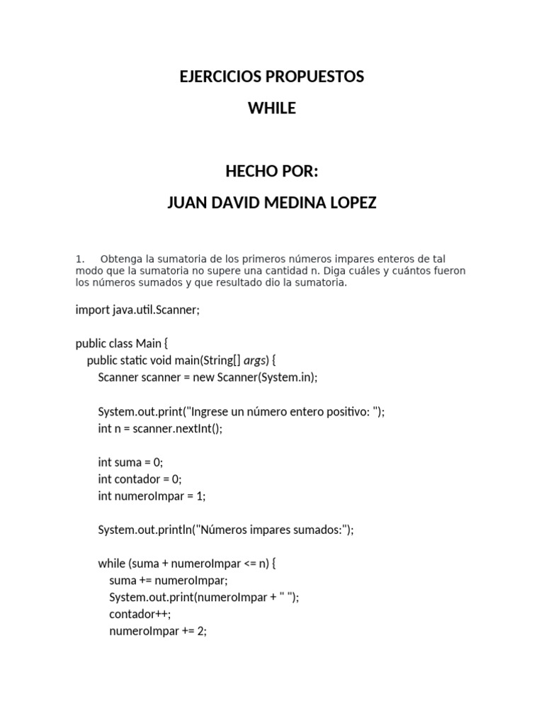 Ejercicios de Programación en Java | PDF | Programación de computadoras ...