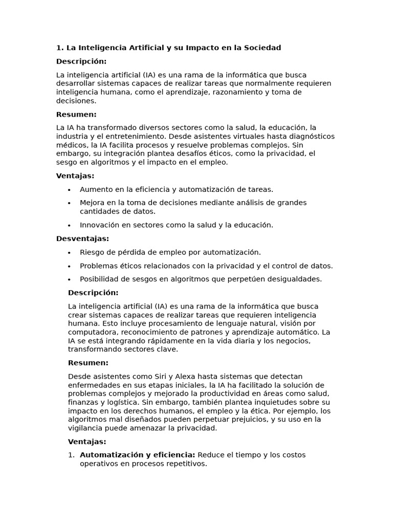 Impacto de la IA en la Sociedad Actual | PDF | Inteligencia artificial ...