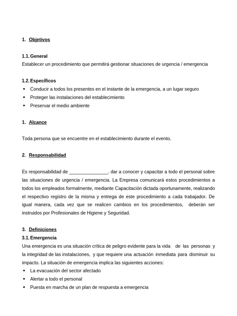 Plan de Emergencias Modelo Base | PDF | Primeros auxilios | Emergencia