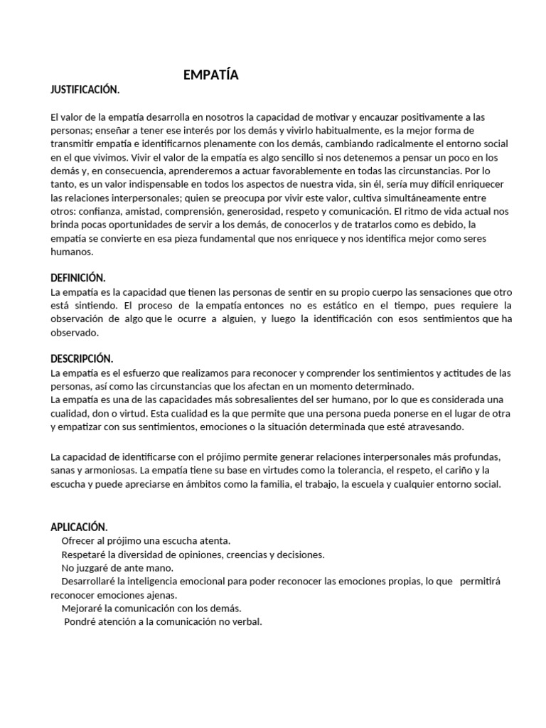 Importancia de la Empatía en la Vida | PDF | Empatía | Las emociones