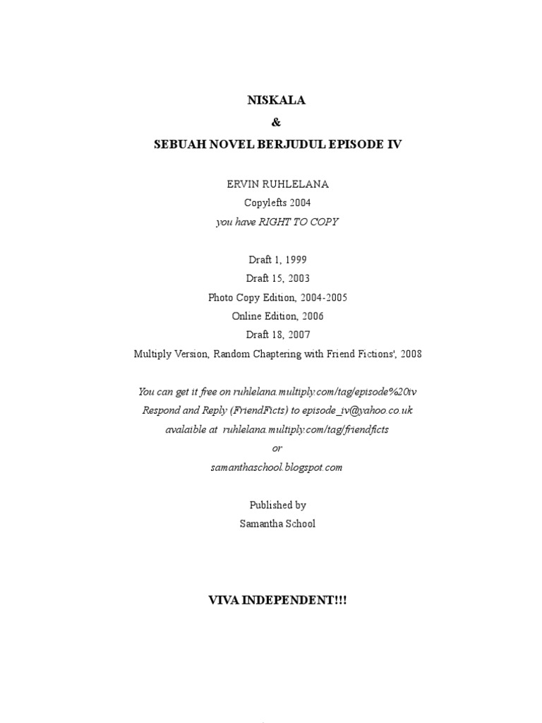 Niskala Dan Sebuah Novel Berjudul Episode IV
