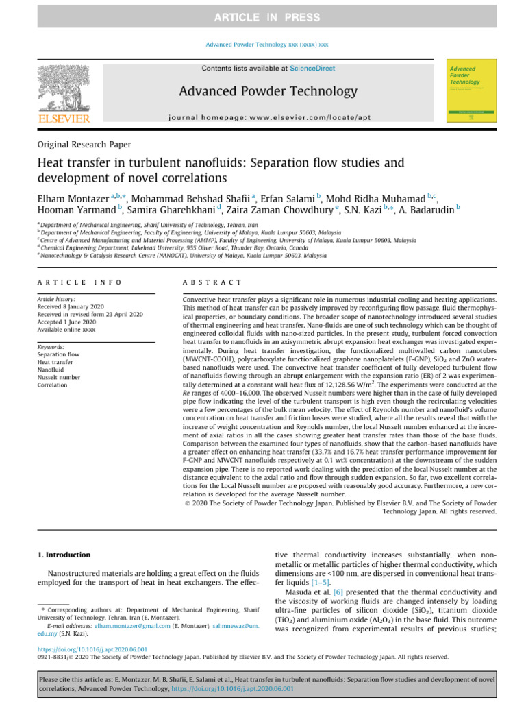 Heat Transfer in Turbulent Nanofluids - Separation Flow Studies and ...