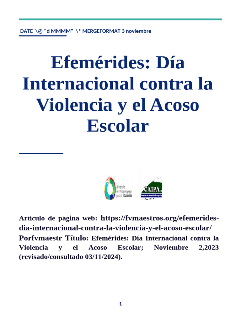 Día Contra la Violencia Escolar 2023 | PDF | Violencia | Adolescencia