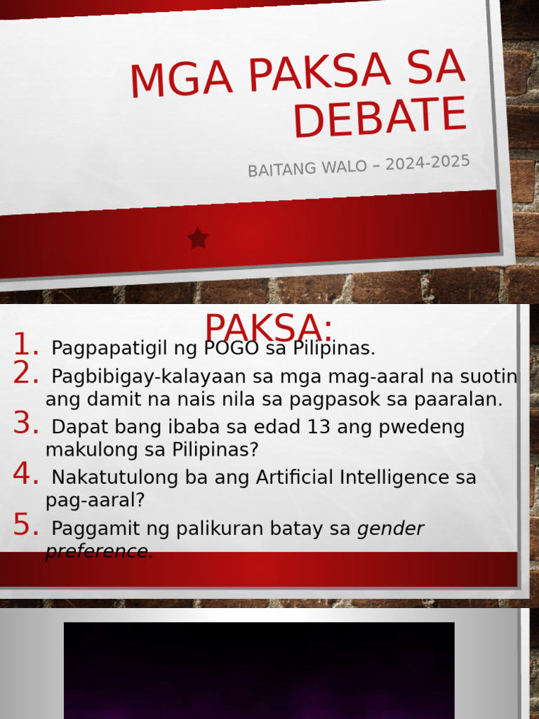 Mga Paksa Sa Debate | PDF