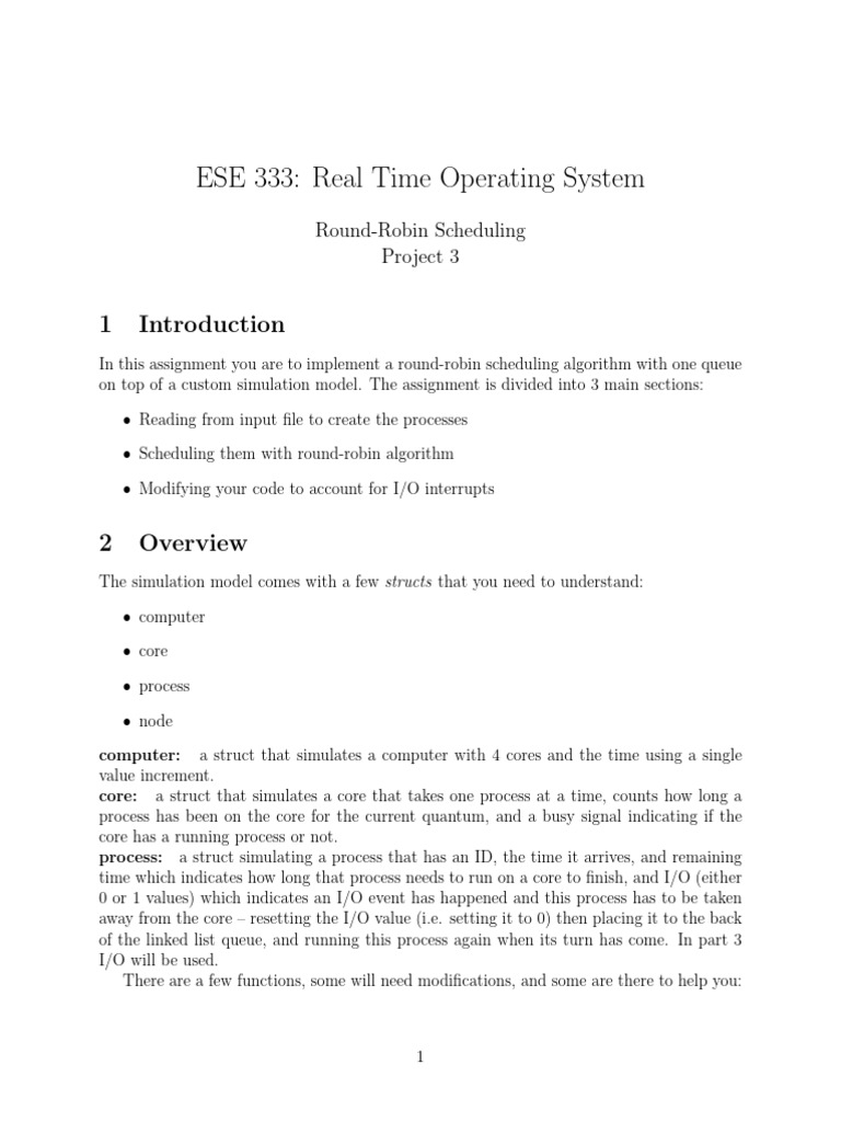 ESE 333 Round-Robin Scheduling Project | PDF | Scheduling (Computing ...