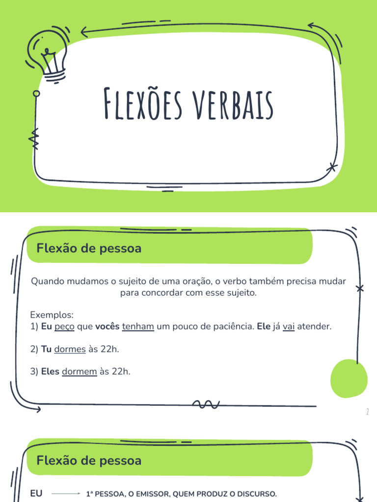 Flexões Verbais: Tipos e Exemplos | PDF | Conjugação gramática ...