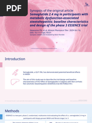 essence study semaglutide Semaglutide-treated participants in the phase 3 trial (part 1) have greater concordance of non-invasive test improvements compared with placebo Alimentary Pharmacology & Therapeutics |