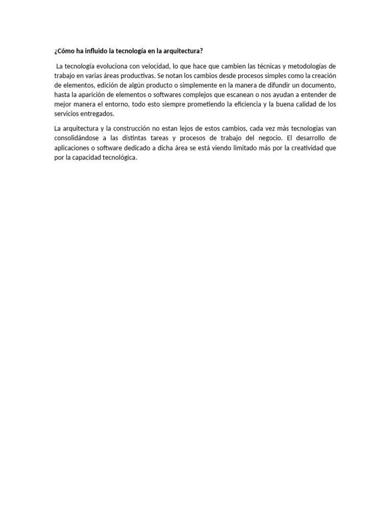 Cómo Ha Influido La Tecnología en La Arquitectura | PDF