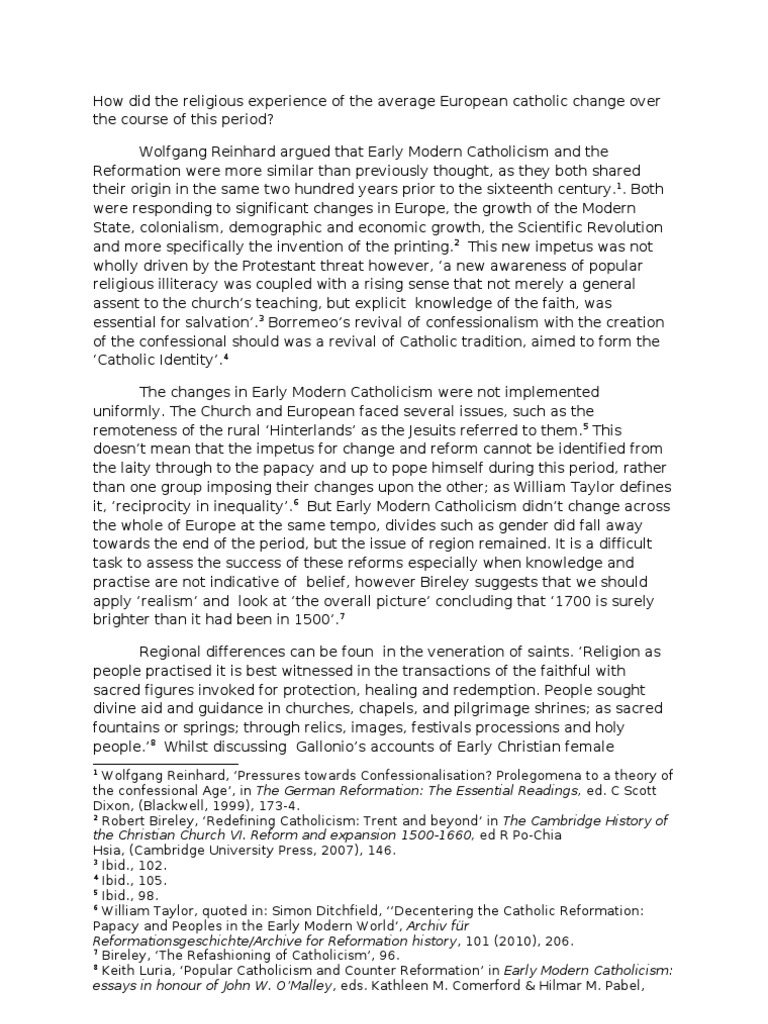 Evolution of Catholicism in Early Modern Europe | PDF | Catholic Church ...