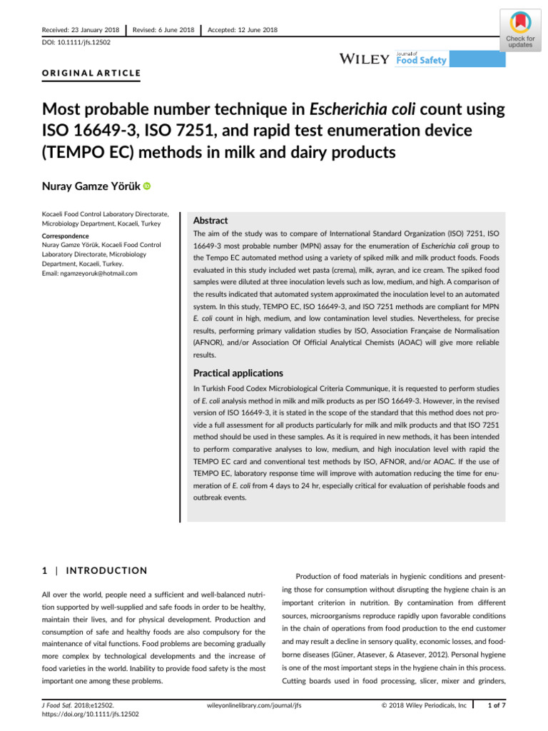E. coli Testing in Dairy Products | PDF | Colony Forming Unit ...