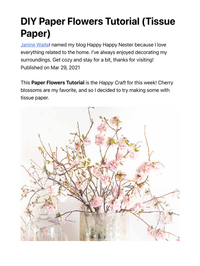DIY Paper Flowers Tutorial (Tissue Paper) - Happy Happy Nester | PDF | Leaf