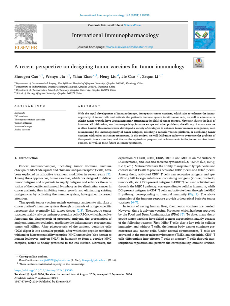 a-recent-perspective-on-designing-tumor-vaccines-for-tumor-immunology