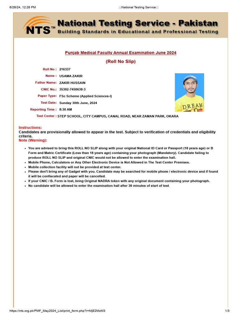National Testing Service | PDF | Government And Personhood | Access Control