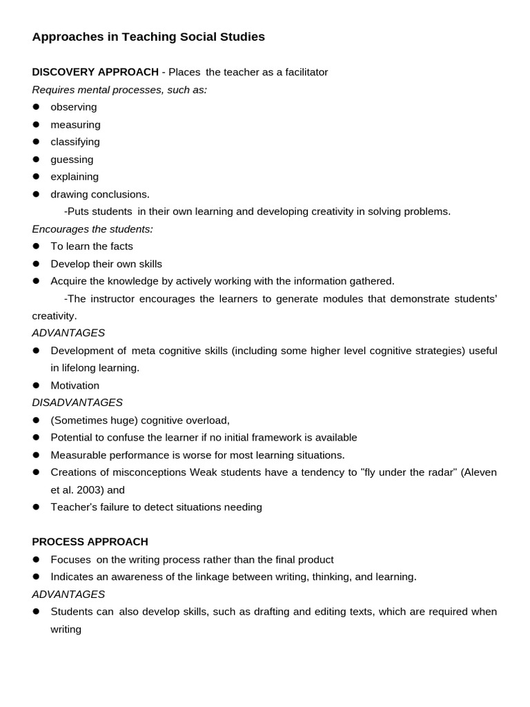 Approaches in Teaching Social Studies Reporter 11 | PDF | Learning ...