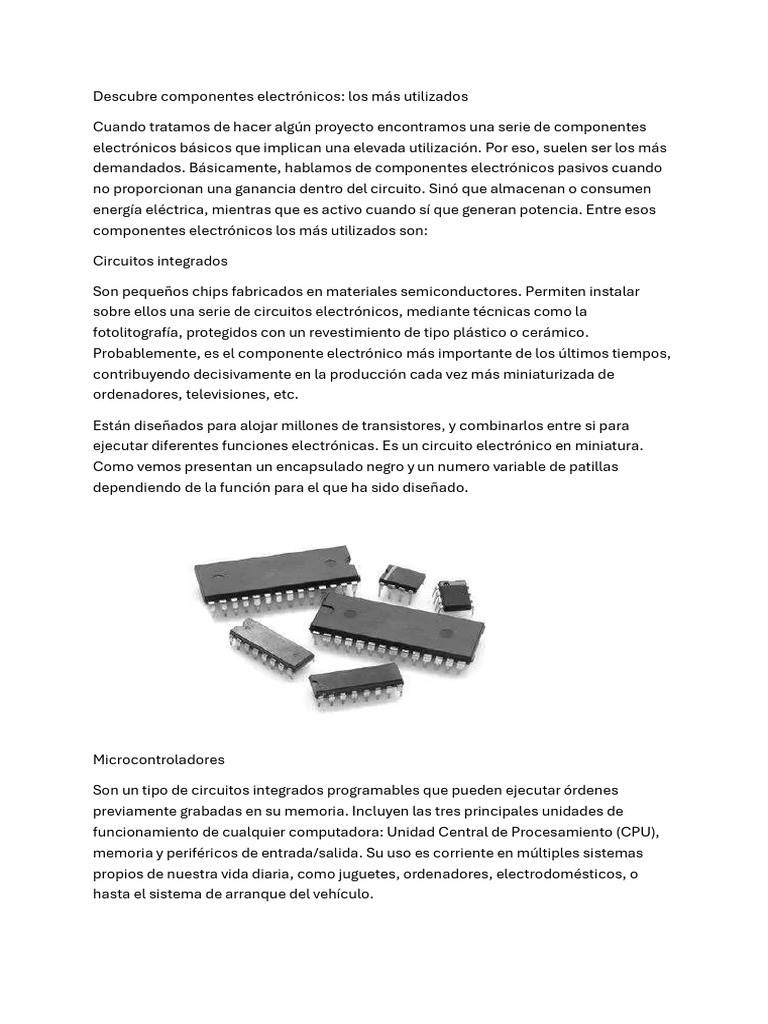 Descubre Componentes Electrónicos Los Más Utilizados2 | PDF ...