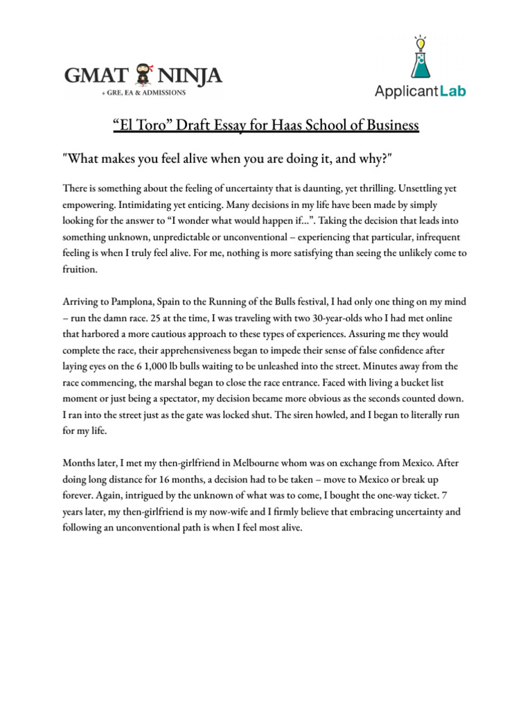 Mba essay review 2 el toro pdf
