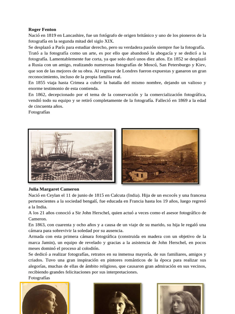 Fotografos Siglo XIX y XX | PDF