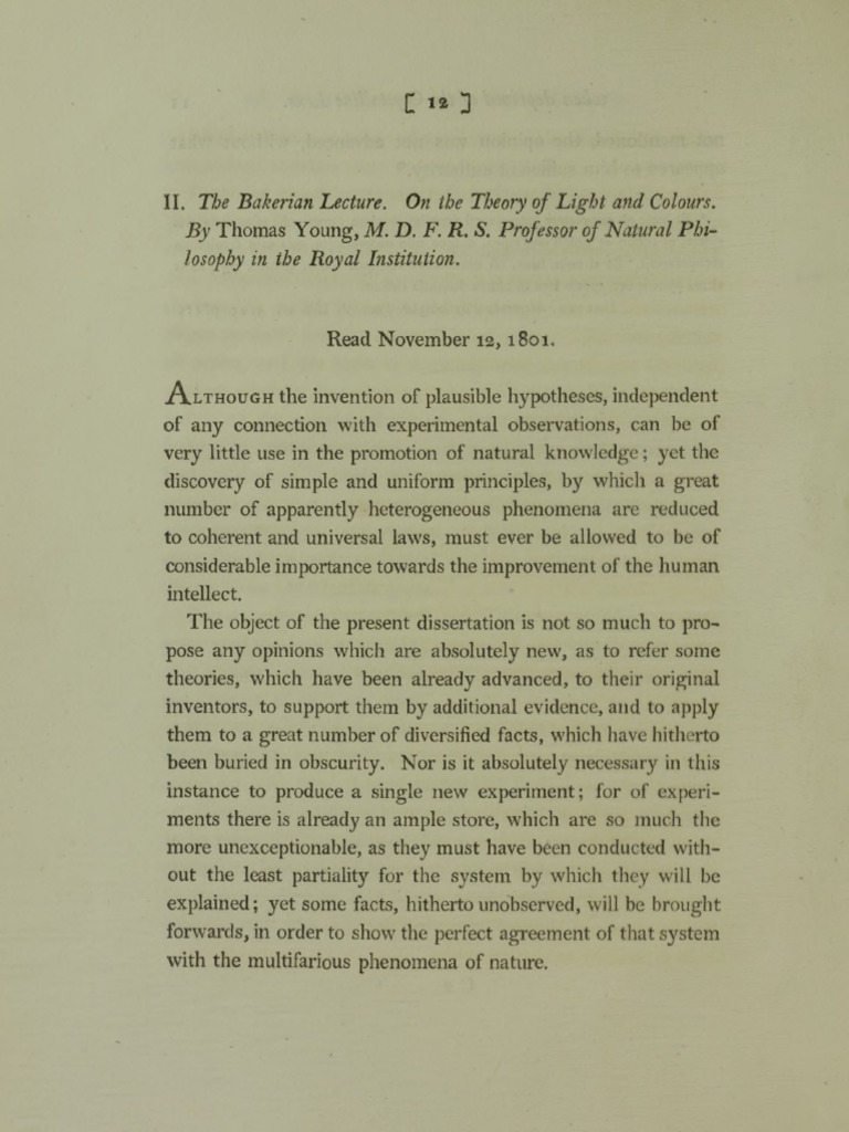 Young's Theory of Light and Colors | PDF | Light | Theory
