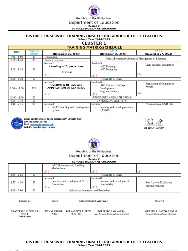Grades 8 12 Matrix For 2024 INSET | PDF | Government | Public ...