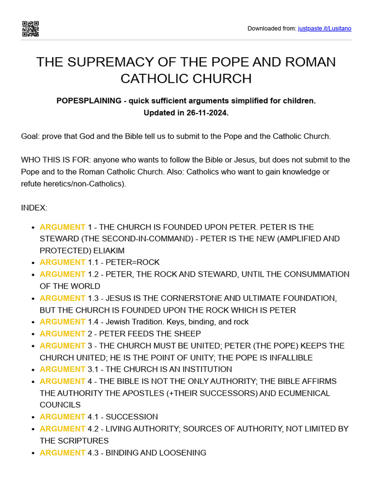 The Bible Tells To Follow The Pope and Catholic Church | PDF | Saint ...