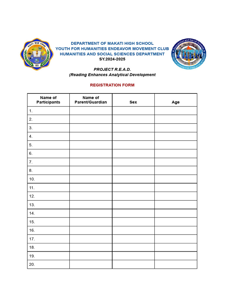 Registration Form Pdf