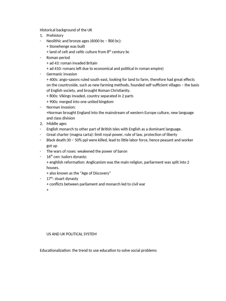 Historical Background of The UK | PDF